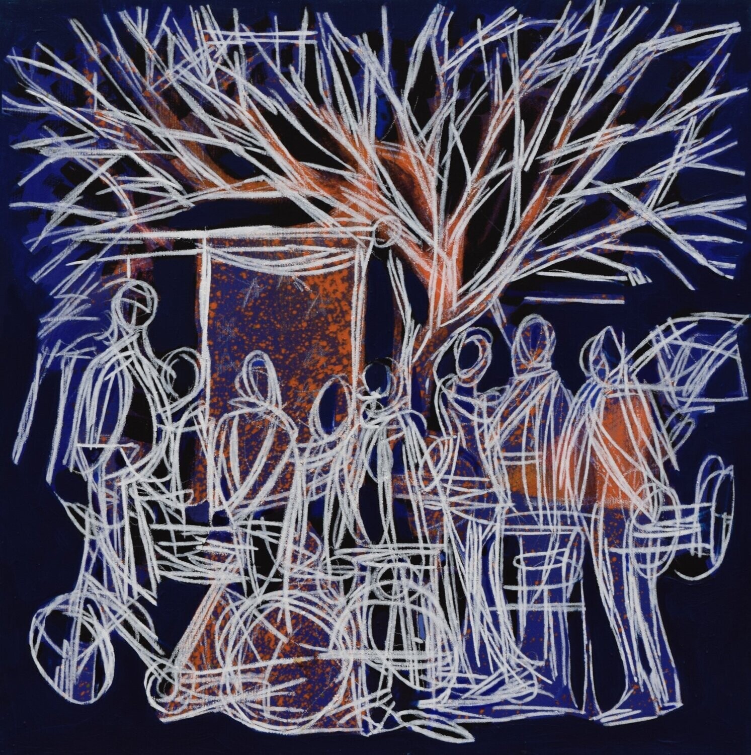 Human  -  Acryilc  on canvas  /  Figurative , Light as Form   // Size :  ca. 60 x 60 x 2 cm,