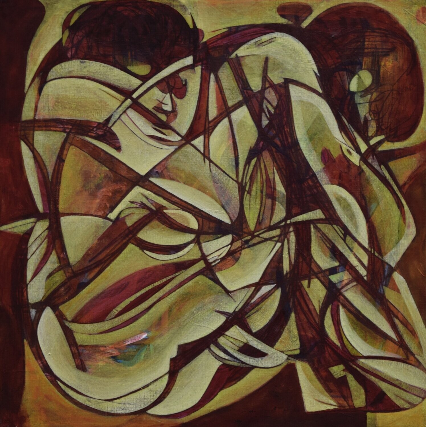 Human  -  Acryilc  on canvas  /  Figurative , Light as Form   // Size :  ca. 60 x 60 x 2 cm,