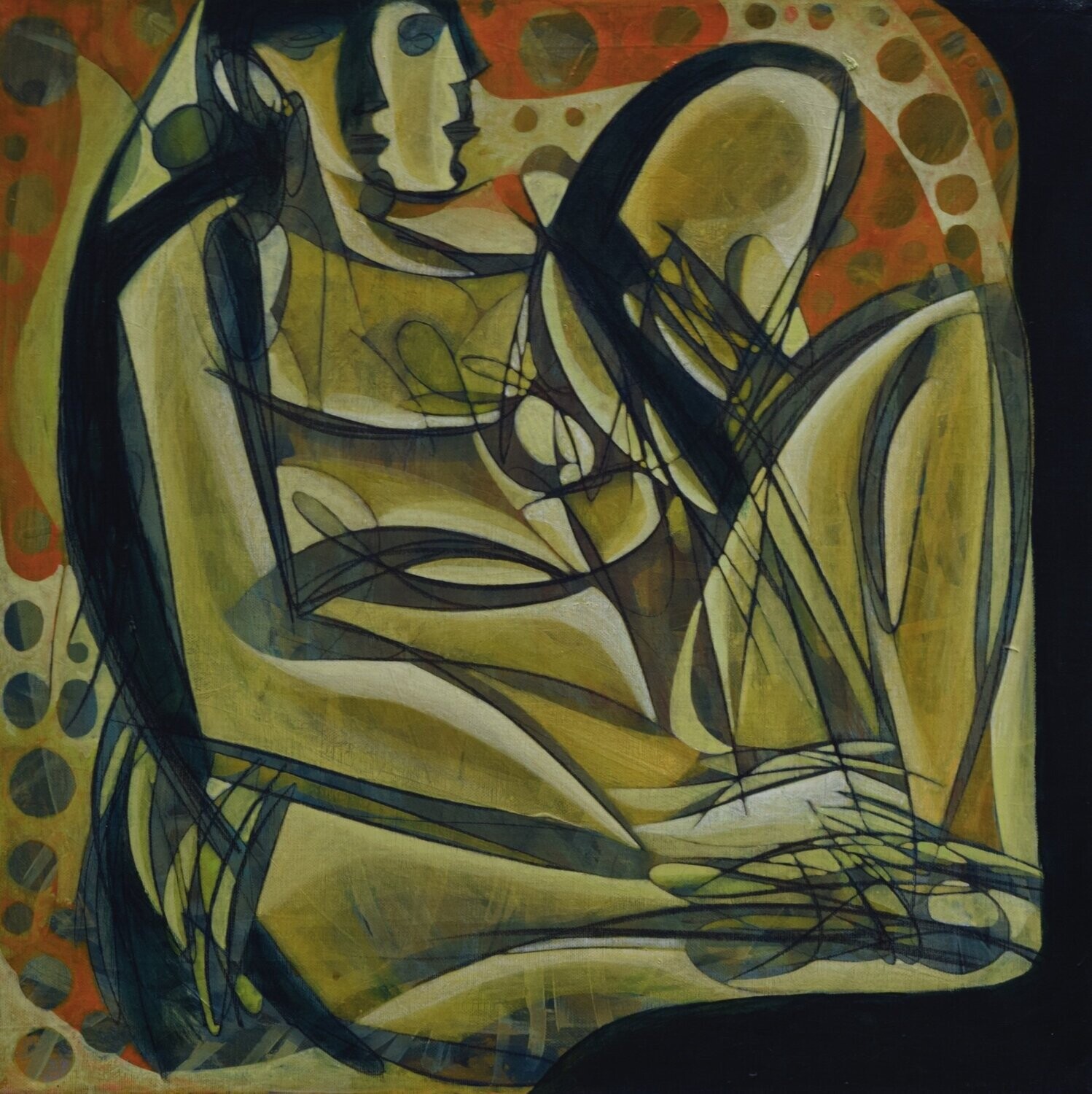 Human  -  Acryilc  on canvas  /  Figurative , Light as Form   // Size :  ca. 60 x 60 x 2 cm,