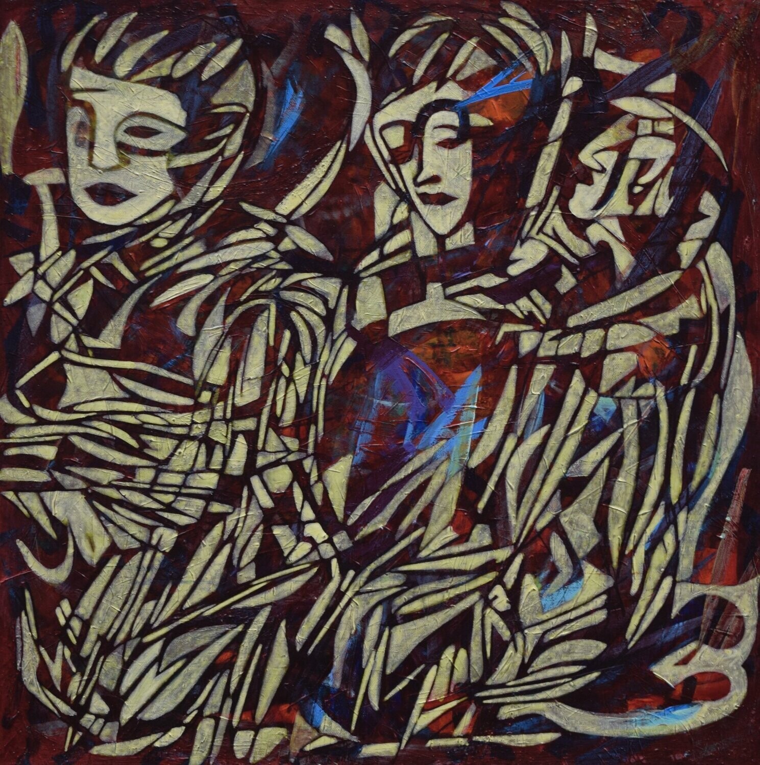 Human  -  Acryilc  on canvas  /  Figurative , Light as Form   // Size :  ca. 60 x 60 x 2 cm,