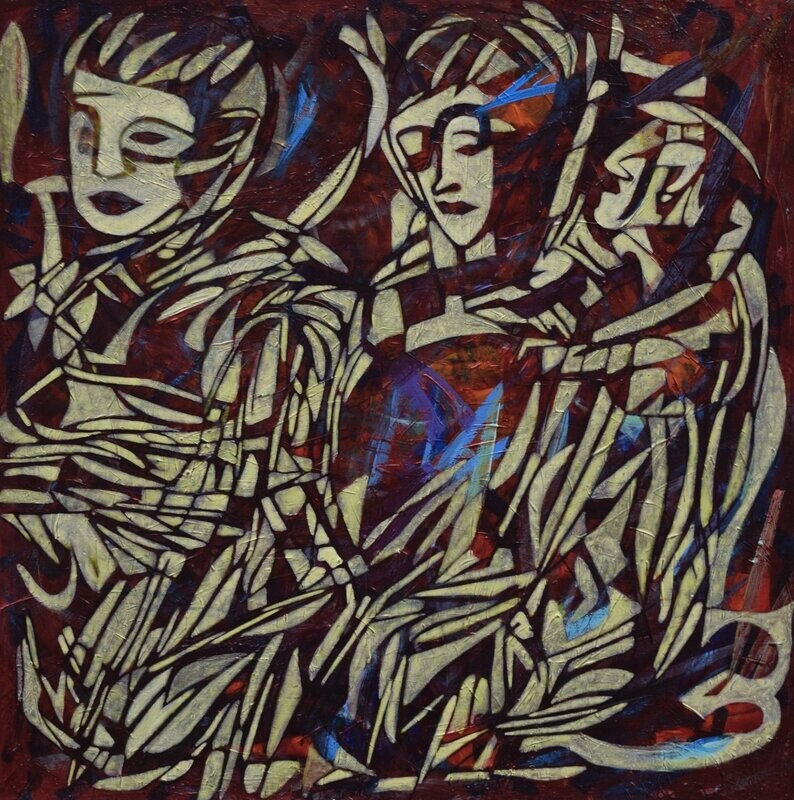 Human - Acryilc on canvas / Figurative , Light as Form // Size : ca. 60 x 60 x 2 cm, Human - Acryilc on canvas / Figurative , Light as Form // Size : ca. 60 x 60 x 2 cm,