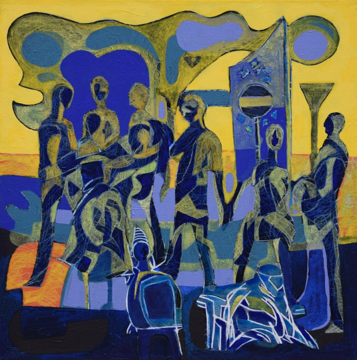 Human  -  Acryilc  on canvas  /  Figurative , Light as Form   // Size :  ca. 60 x 60 x 2 cm,