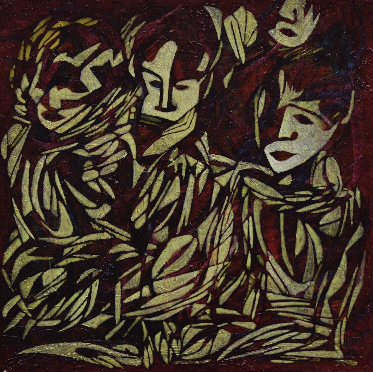 Human  -  Acryilc  Painting  // Size :  ca. 60 x 60 x 2 cm,