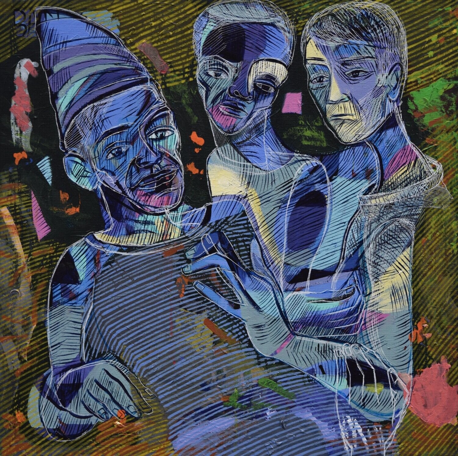 Human  -  Acryilc  on canvas  /  Figurative , Light as Form   // Size :  ca. 60 x 60 x 2 cm,