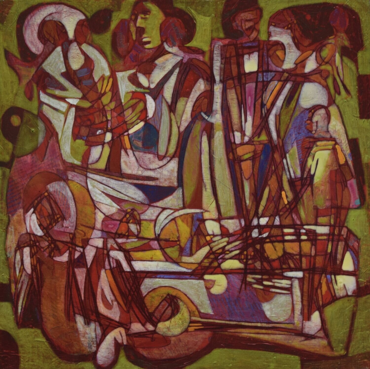 Human  -  Acryilc  Painting  // Size :  ca. 60 x 60 x 2 cm,
