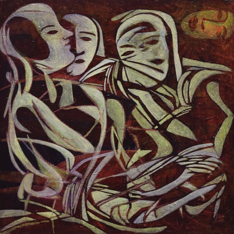 Human - Acryilc Painting // Size : ca. 60 x 60 x 2 cm, Human - Acryilc Painting // Size : ca. 60 x 60 x 2 cm,