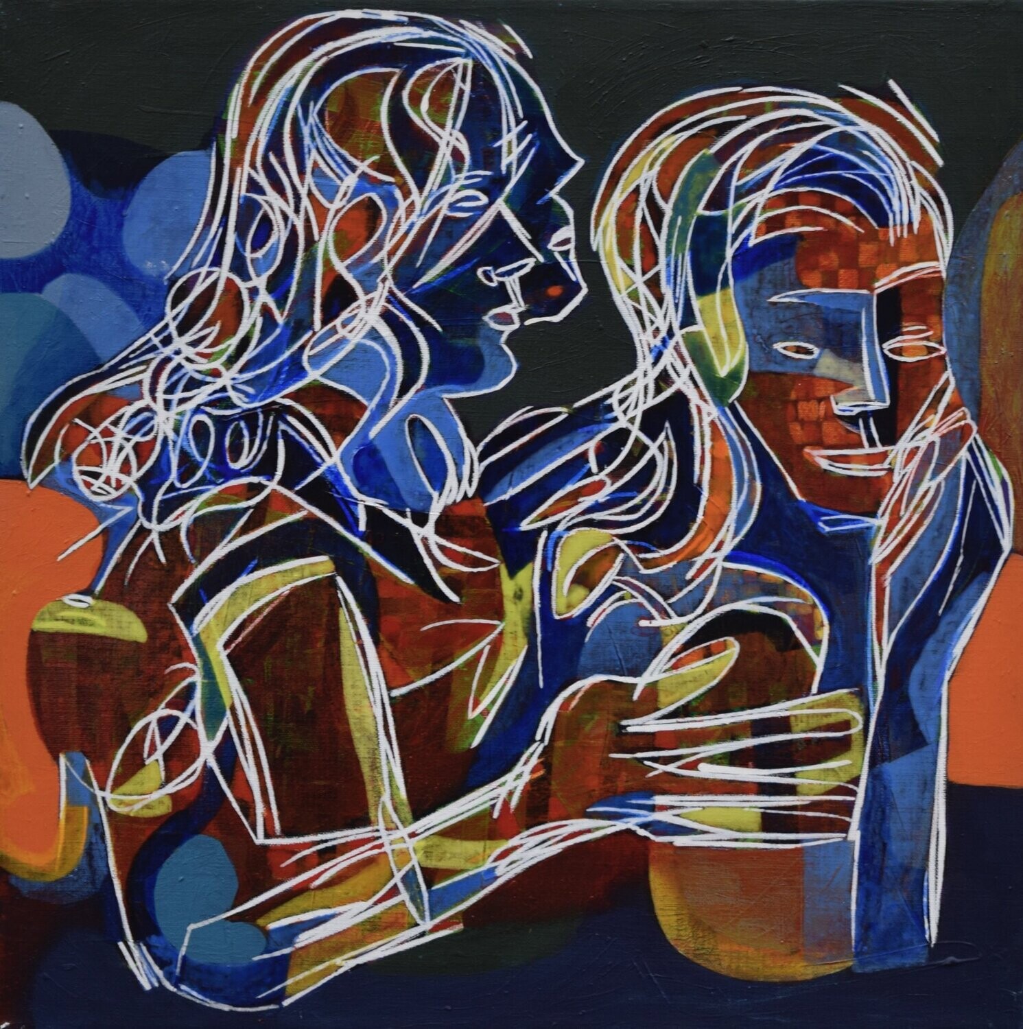 Human  -  Acryilc  Painting  // Size :  ca. 60 x 60 x 2 cm,