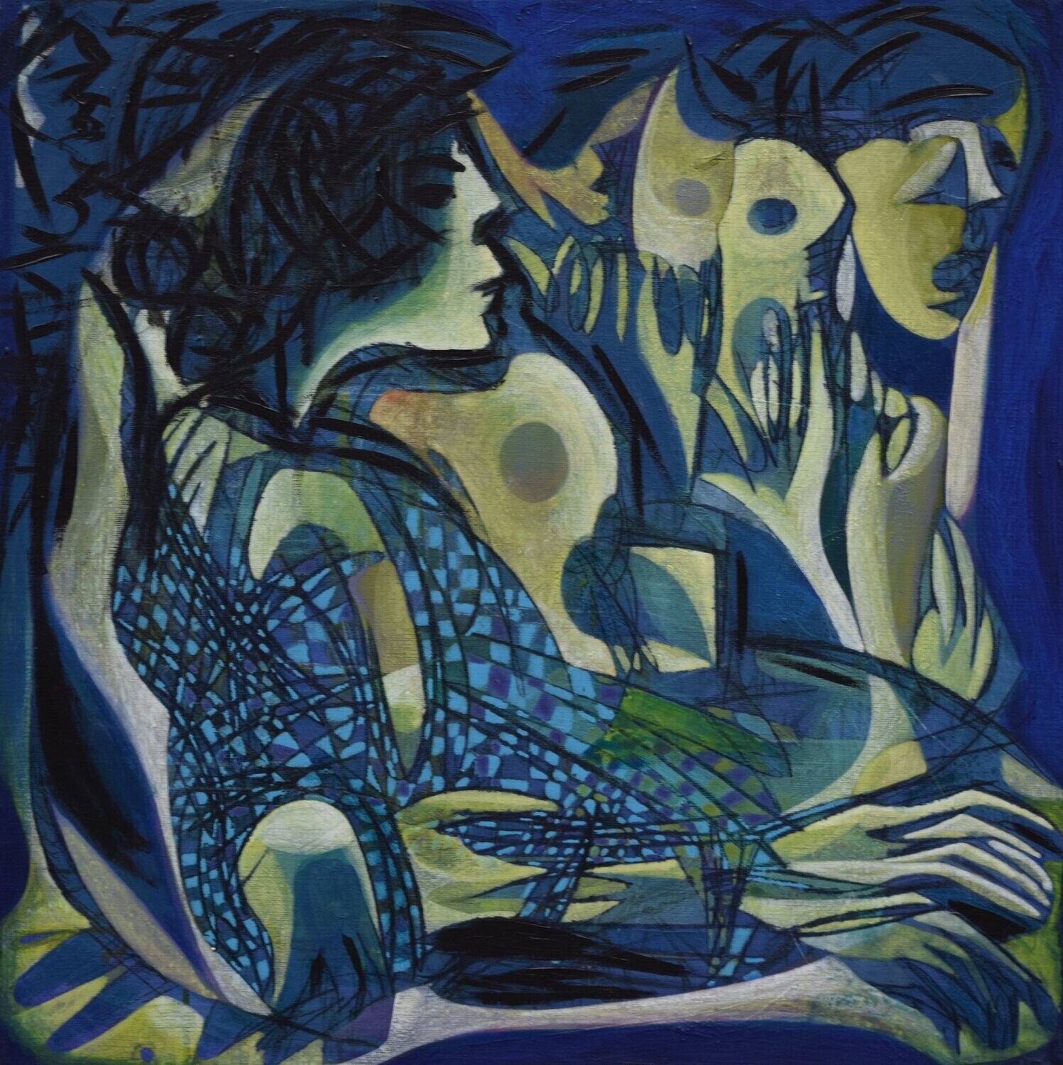 Human  -  Acryilc  Painting  // Size :  ca. 60 x 60 x 2 cm,