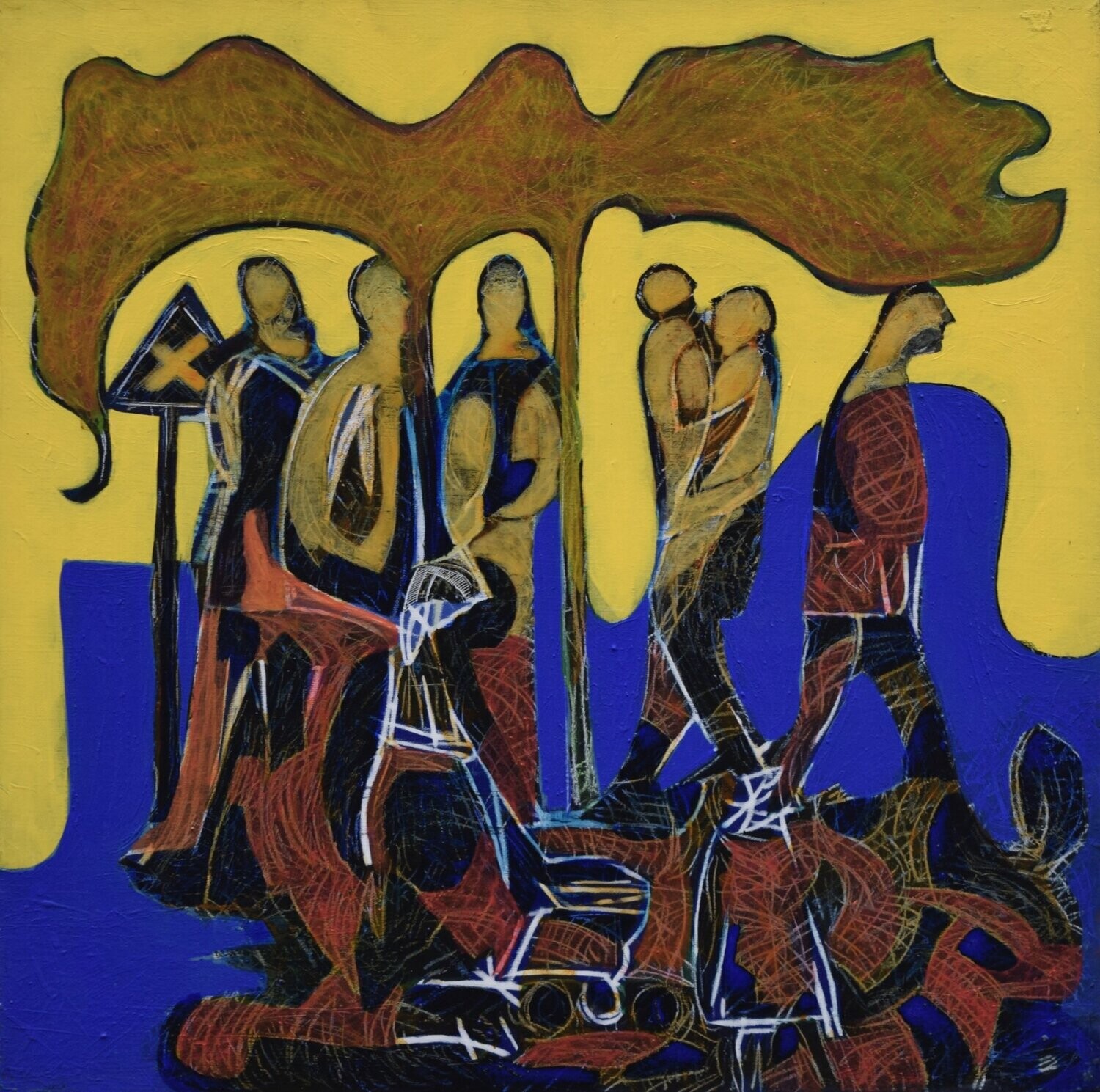 Human  -  Acryilc  Painting  // Size :  ca. 60 x 60 x 2 cm,