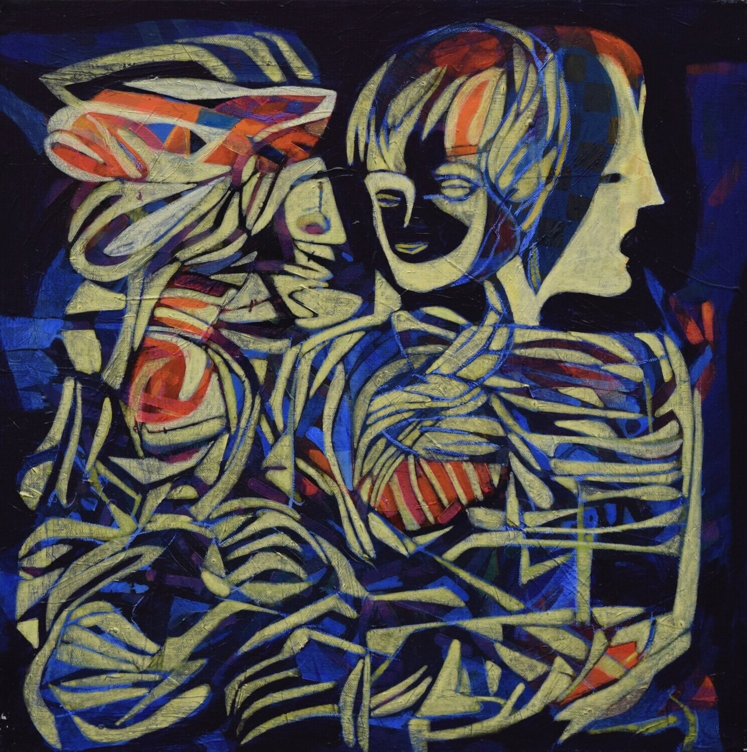 Human  -  Acryilc  Painting  // Size :  ca. 60 x 60 x 2 cm,