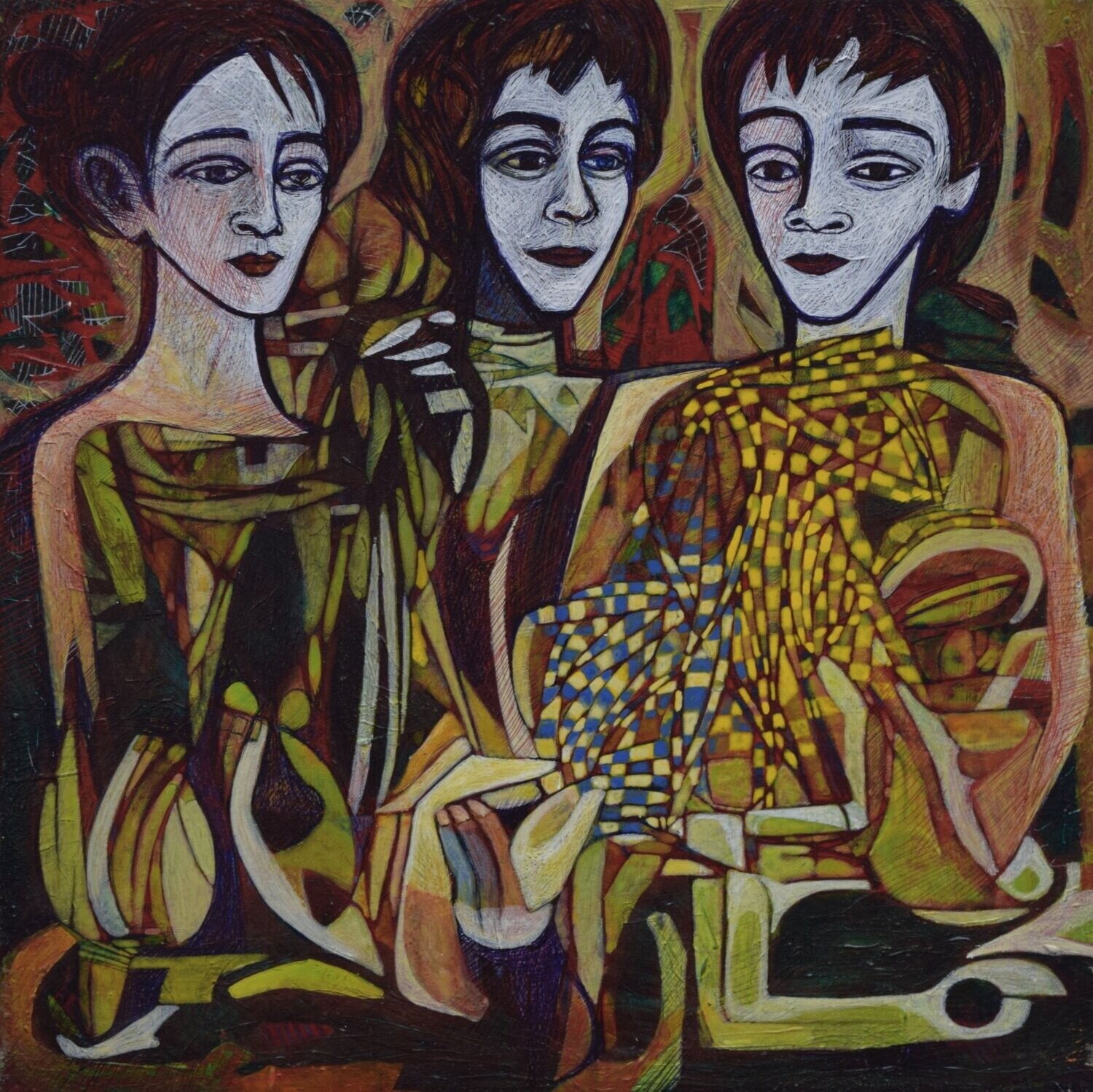 Human  -  Acryilc  Painting  // Size :  ca. 60 x 60 x 2 cm,