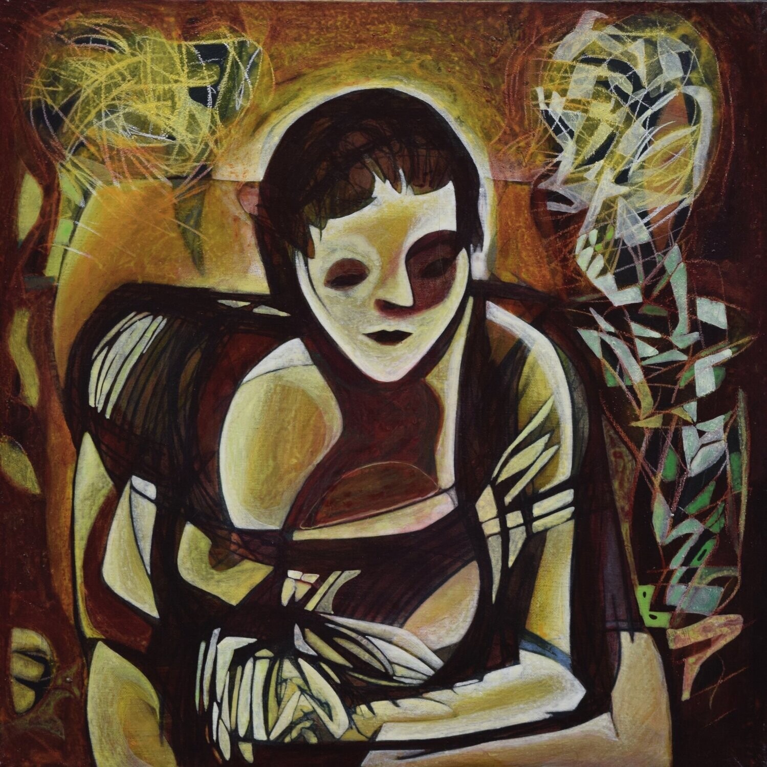 Human  -  Acryilc  Painting  // Size :  ca. 60 x 60 x 2 cm,