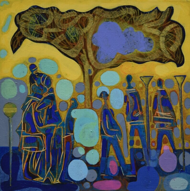 Human - Acryilc Painting // Size : ca. 60 x 60 x 2 cm, Human - Acryilc Painting // Size : ca. 60 x 60 x 2 cm,