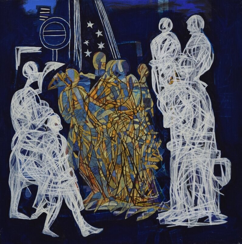 Human - Acryilc Painting // Size : ca. 60 x 60 x 2 cm, Human - Acryilc Painting // Size : ca. 60 x 60 x 2 cm,