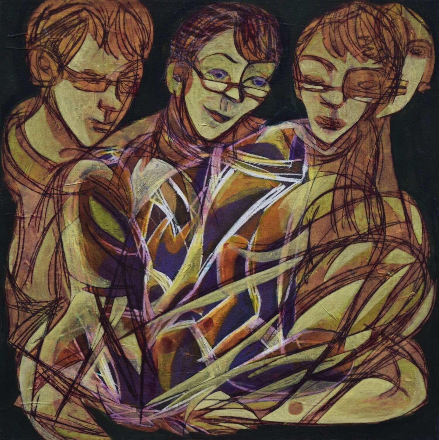 Human  -  Acryilc  Painting  // Size :  ca. 60 x 60 x 2 cm,