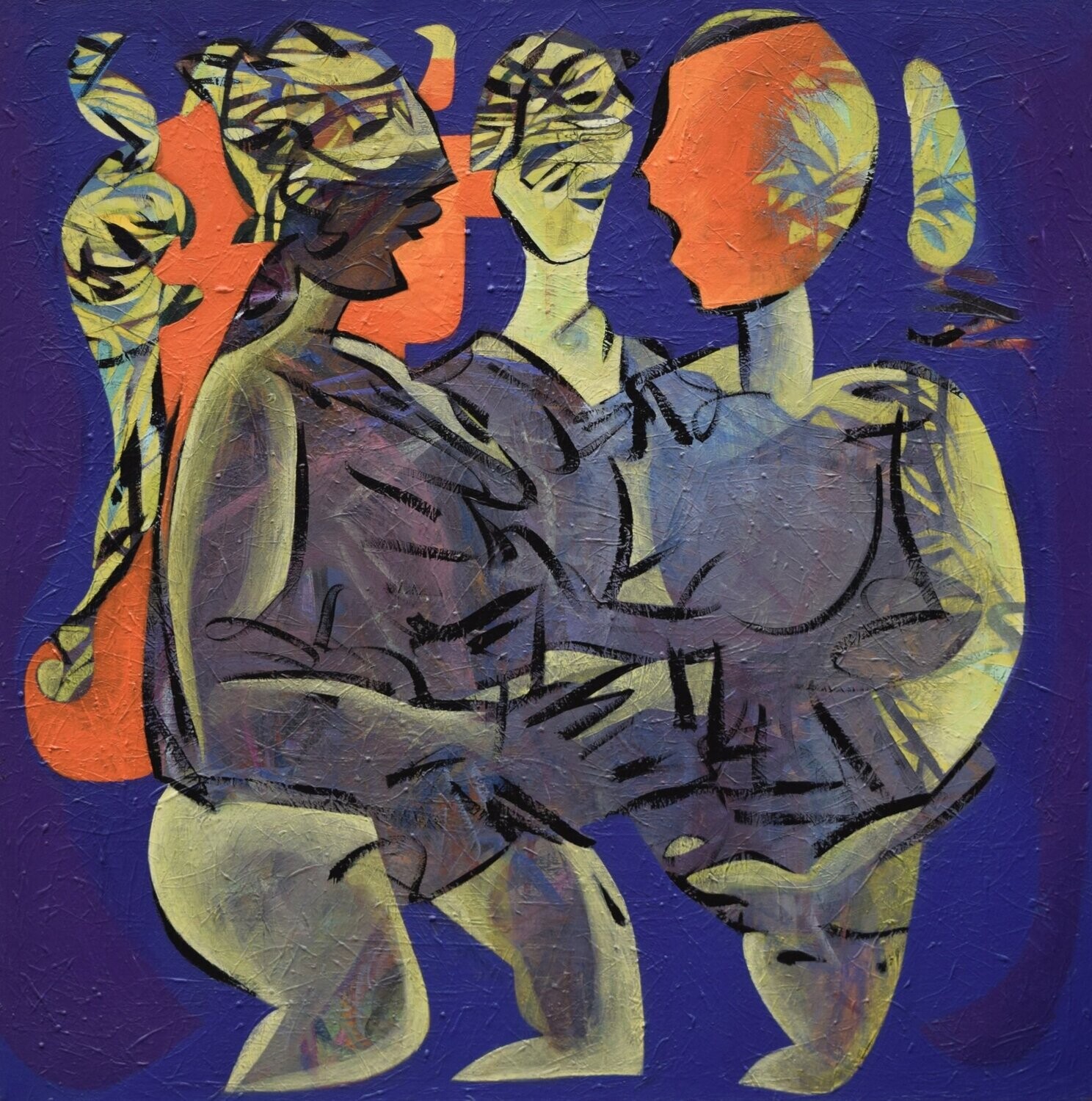 City,  Acryilc  on the canvas. /  Figurative , Light as Form // Size : ca. 80 x 80 x 2 cm,