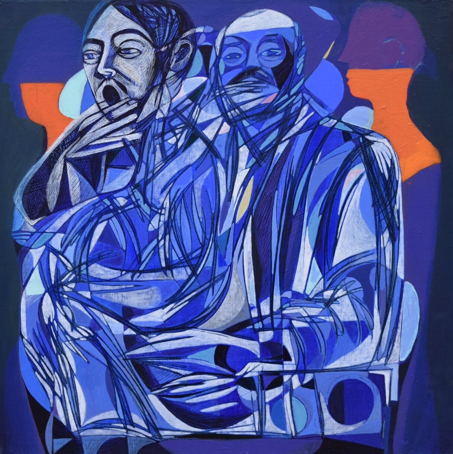 City,  Acryilc  on the canvas. /  Figurative , Light as Form // Size : ca. 80 x 80 x 2 cm,