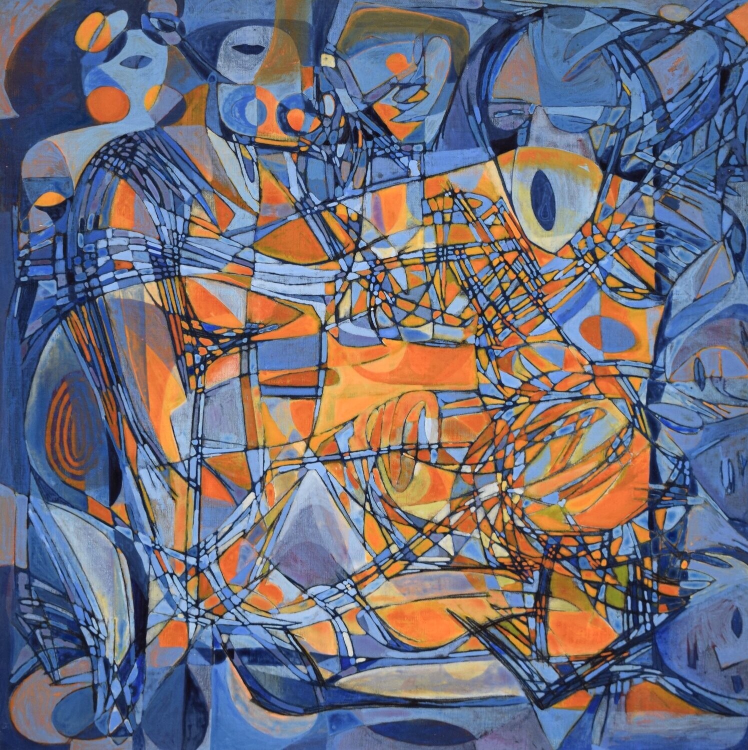 City,  Acryilc  on the canvas. /  Figurative , Light as Form // Size : ca. 80 x 80 x 2 cm,