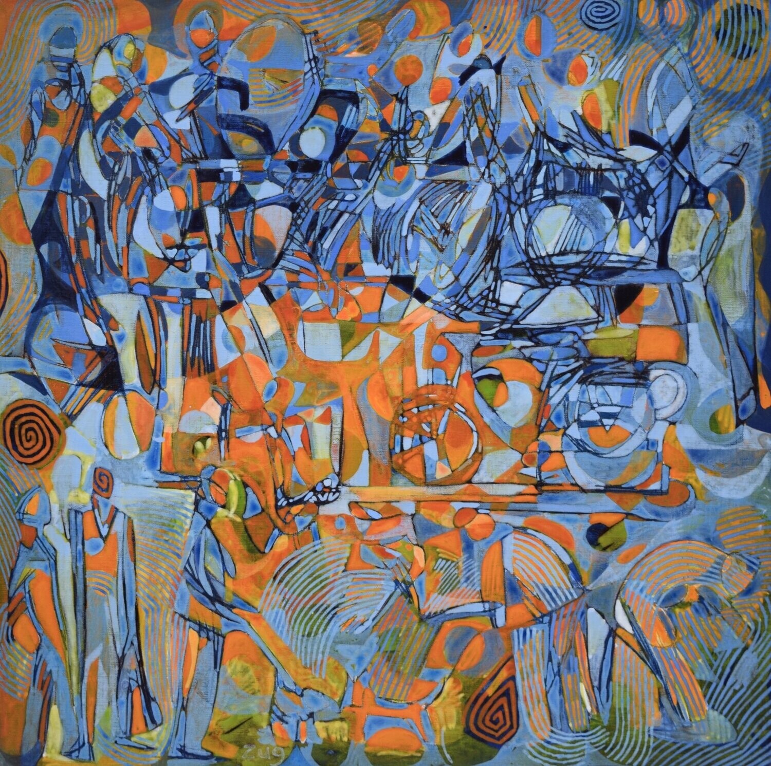 City,  Acryilc  on the canvas. /  Figurative , Light as Form // Size : ca. 80 x 80 x 2 cm,
