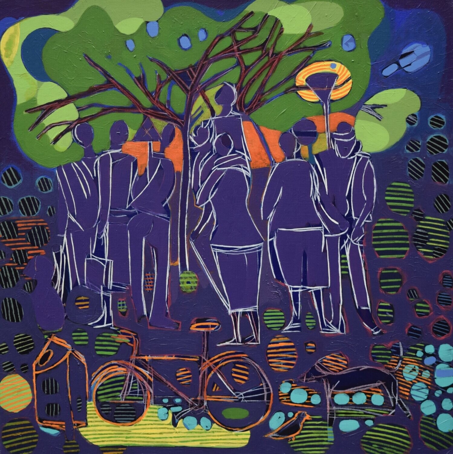 City,  Acryilc  on the canvas. /  Figurative , Light as Form // Size : ca. 80 x 80 x 2 cm,