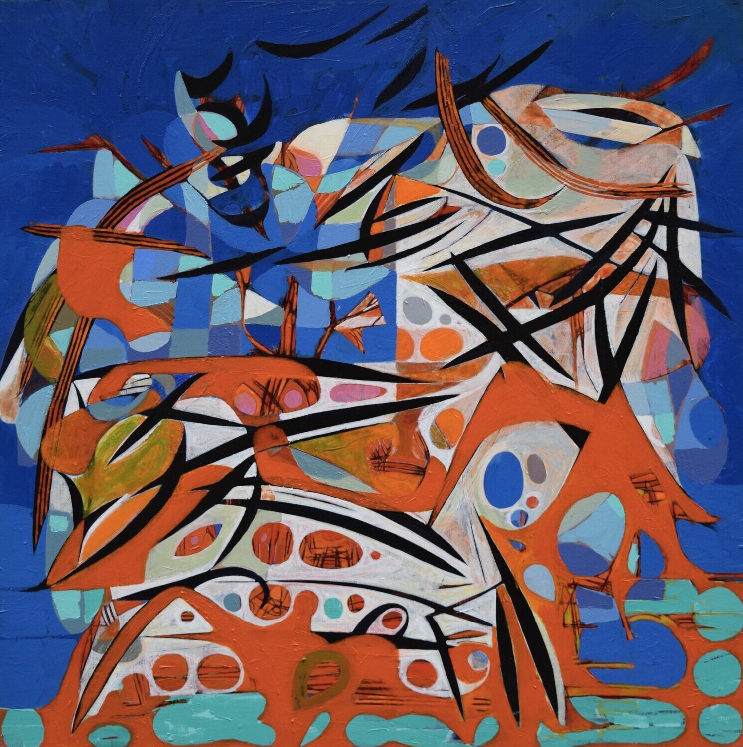 City,  Acryilc  on the canvas. /  Figurative , Light as Form // Size : ca. 80 x 80 x 2 cm,