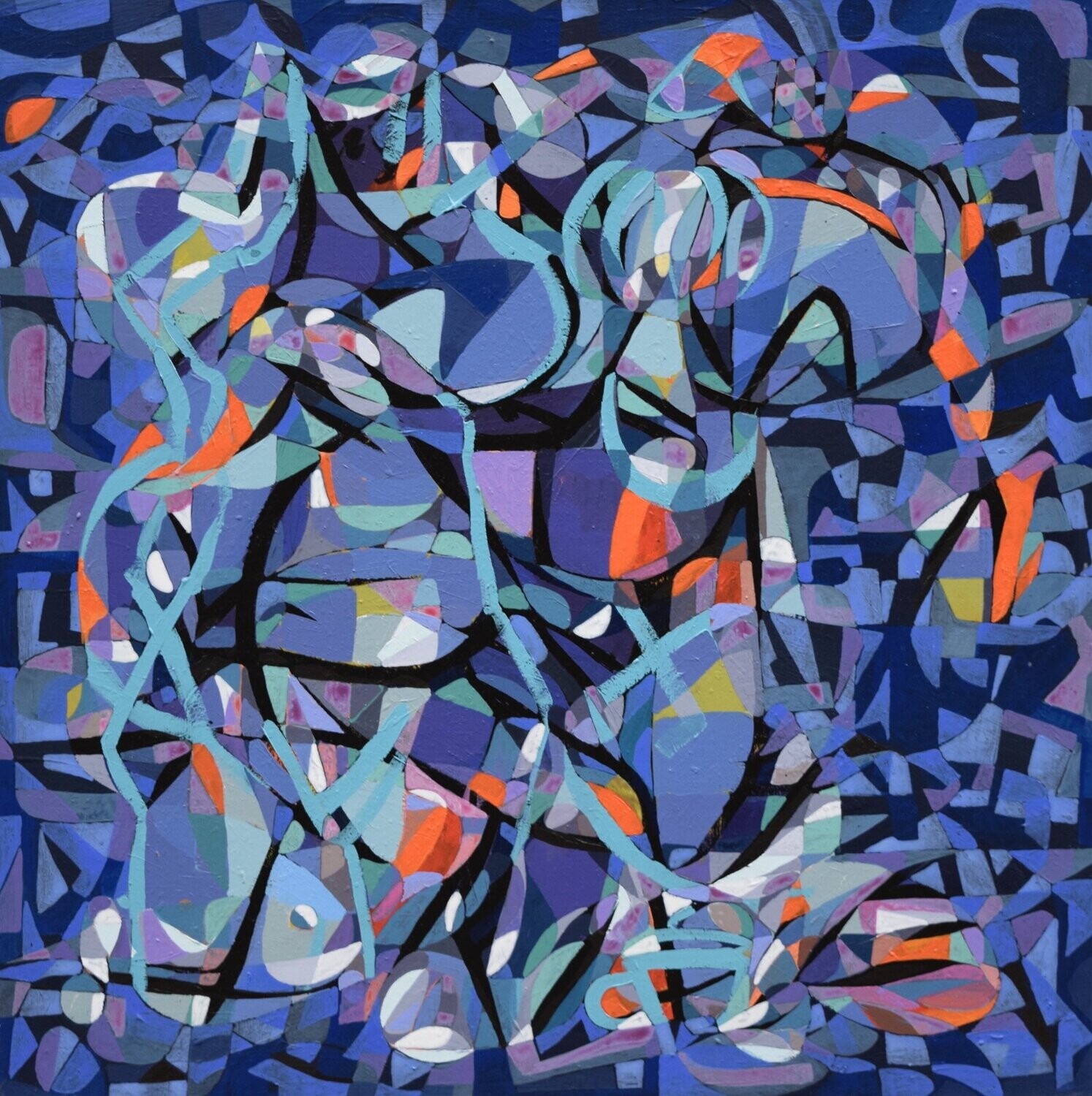 City,  Acryilc  on the canvas. /  Figurative , Light as Form // Size : ca. 80 x 80 x 2 cm,