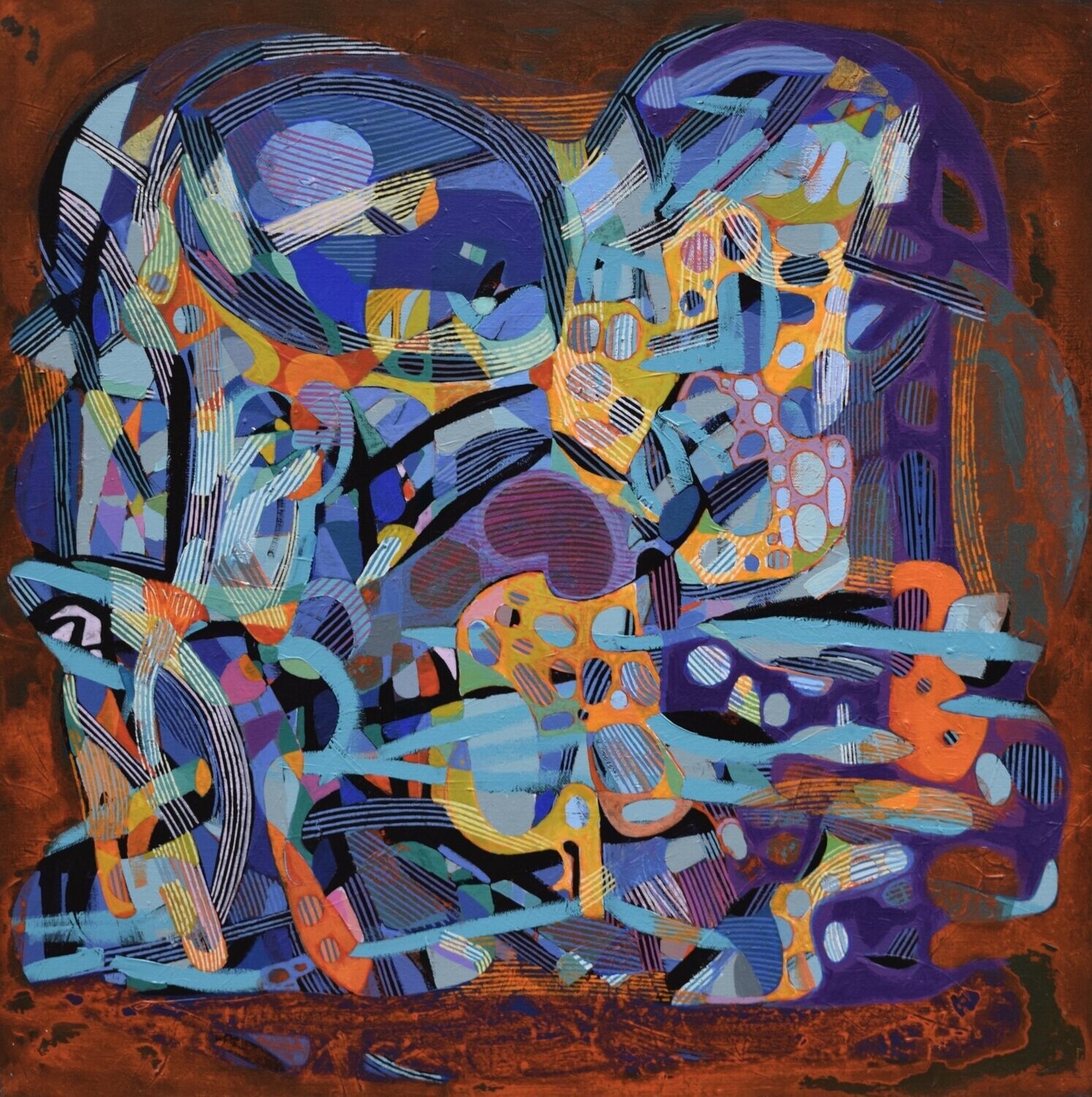 City,  Acryilc  on the canvas. /  Figurative , Light as Form // Size : ca. 80 x 80 x 2 cm,
