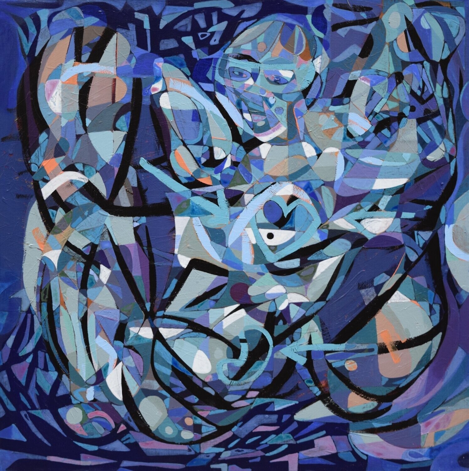 City,  Acryilc  on the canvas. /  Figurative , Light as Form // Size : ca. 80 x 80 x 2 cm,