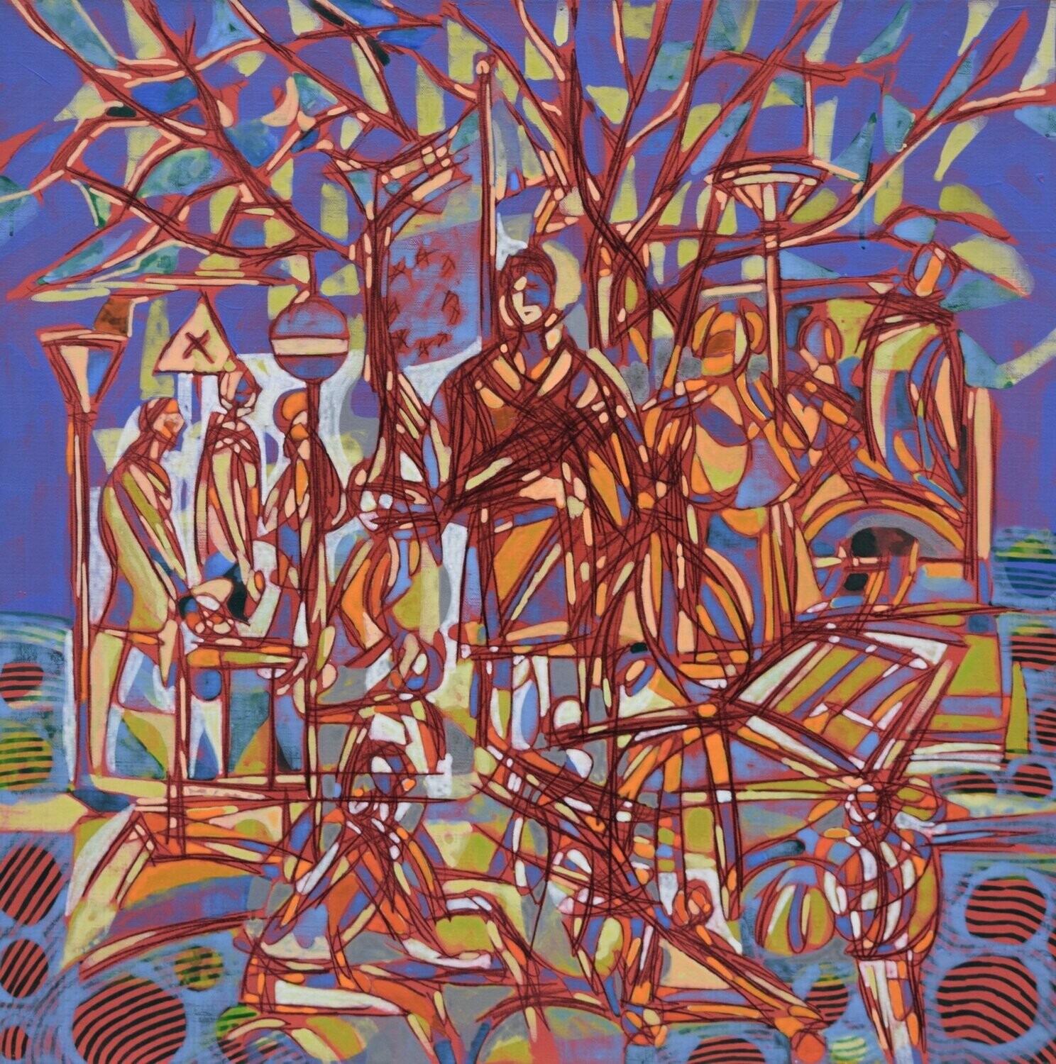 City,  Acryilc  on the canvas. /  Figurative , Light as Form // Size : ca. 80 x 80 x 2 cm,