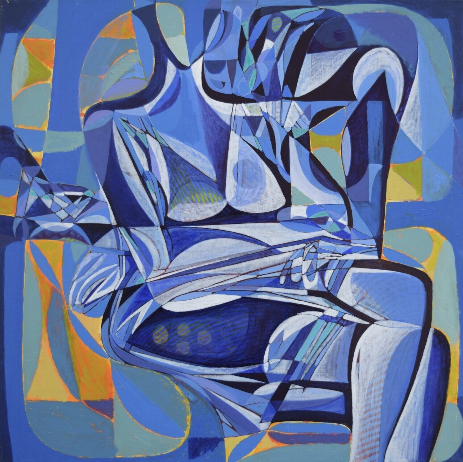 City.Blau ,  Acryilc  on the canvas. /  Figurative , Light as Form // Size : ca. 80 x 80 x 2 cm,