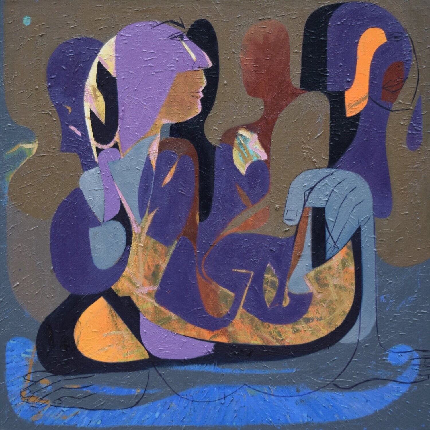 City,  Acryilc  on the canvas. /  Figurative , Light as Form // Size : ca. 80 x 80 x 2 cm,