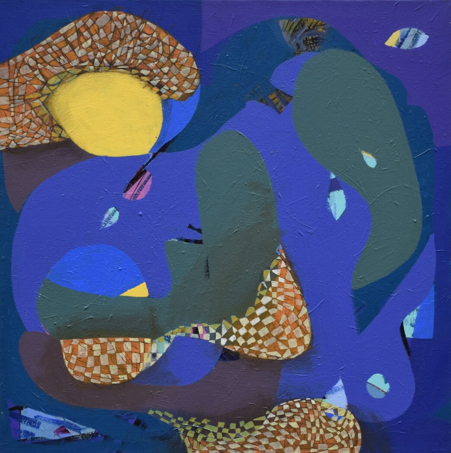 Abstract, .Blau, Acryilc  on the canvas. /  Figurative , Light as Form // Size : ca. 60 x 60 x 2 cm,
