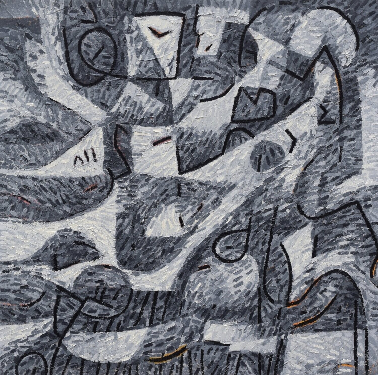 City,   Gray , Oil  on the canvas. /  Figurative , Light as Form // Size : ca. 80 x 80 x 2 cm,