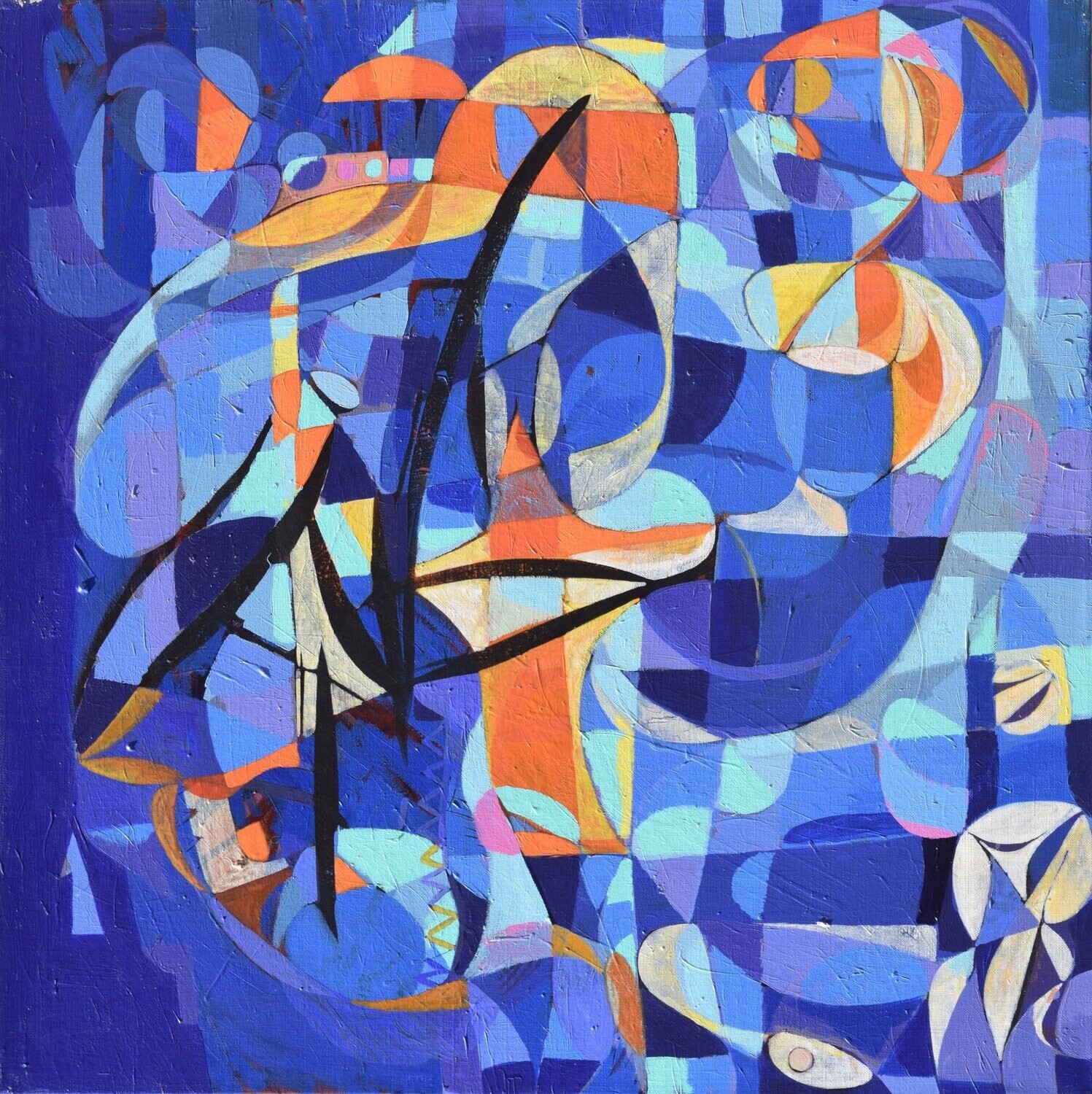 City Blue ,  Acryilc  on the canvas. /  Figurative , Light as Form // Size : ca. 80 x 80 x 2 cm,