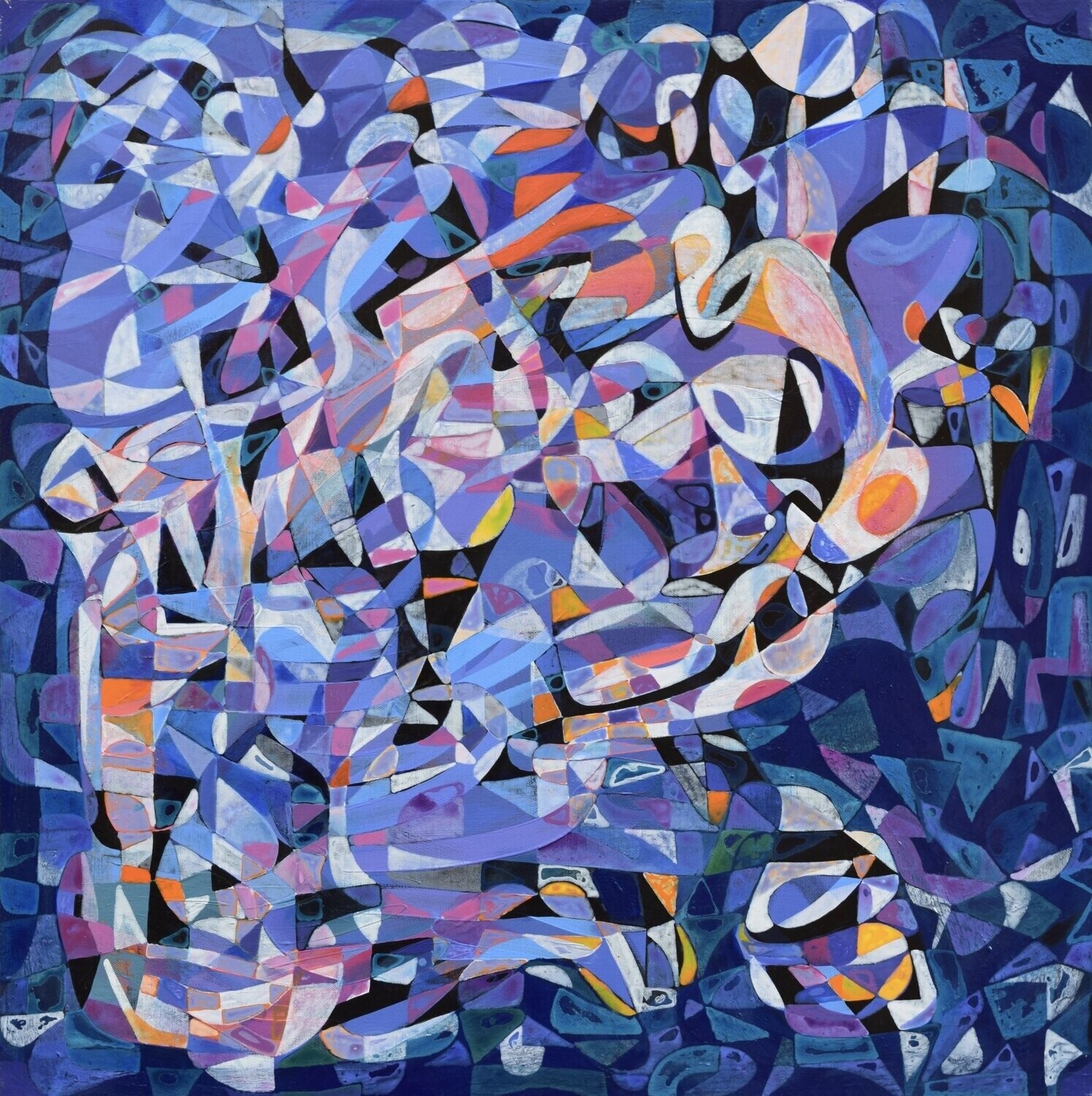 City,  Acryilc  on the canvas. /  Figurative , Light as Form // Size : ca. 80 x 80 x 2 cm,