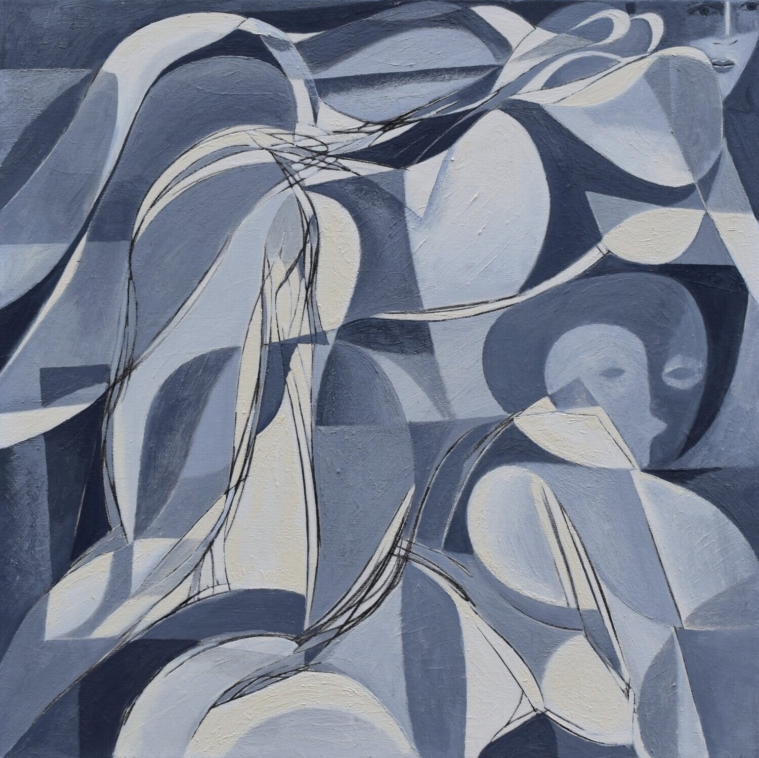 gray Oil   on canvas  with wooden frame // Size : ca. 80 x 80 x 2 cm,