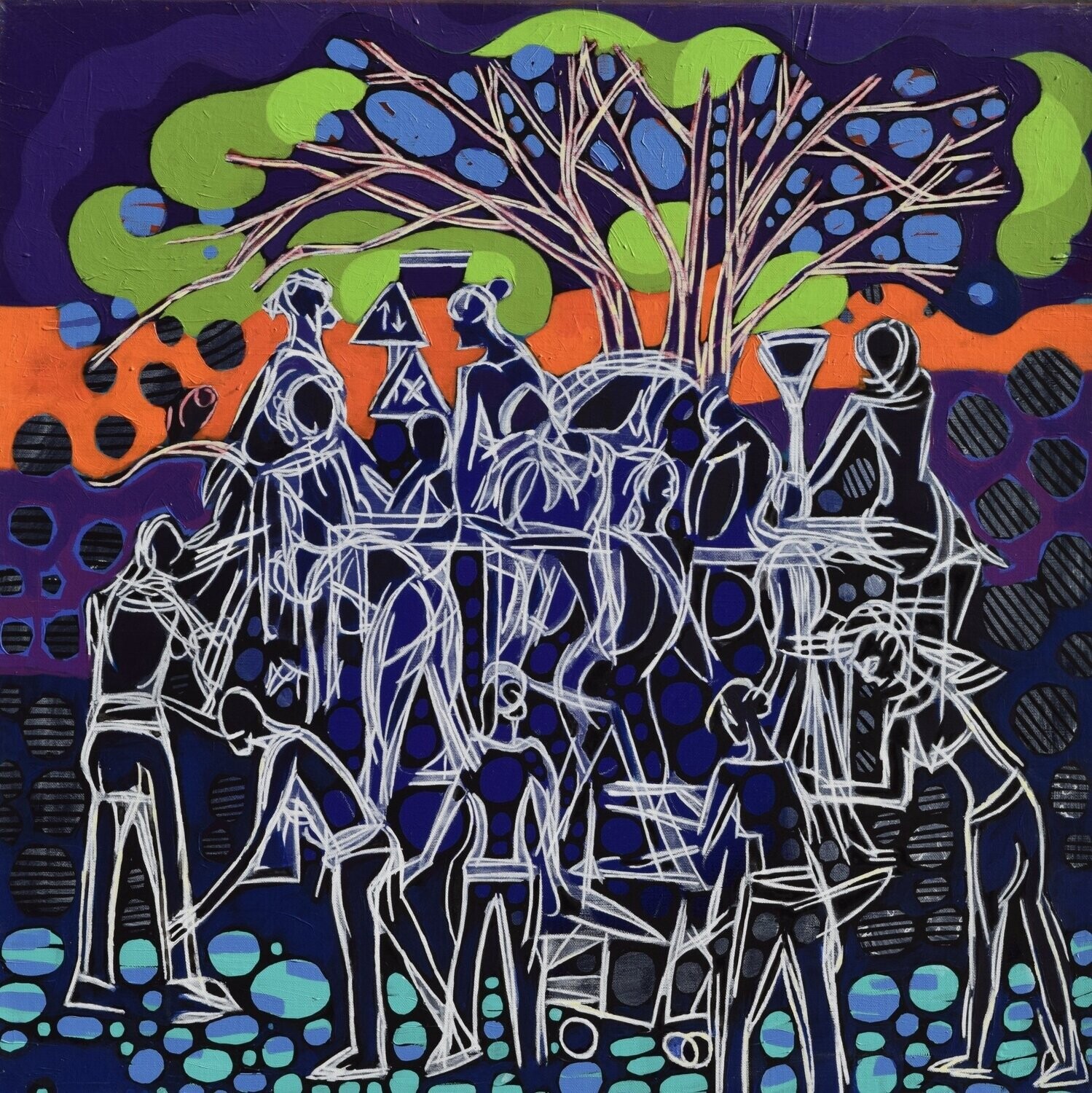 City,  Acryilc  on the canvas. /  Figurative , Light as Form // Size : ca. 80 x 80 x 2 cm,