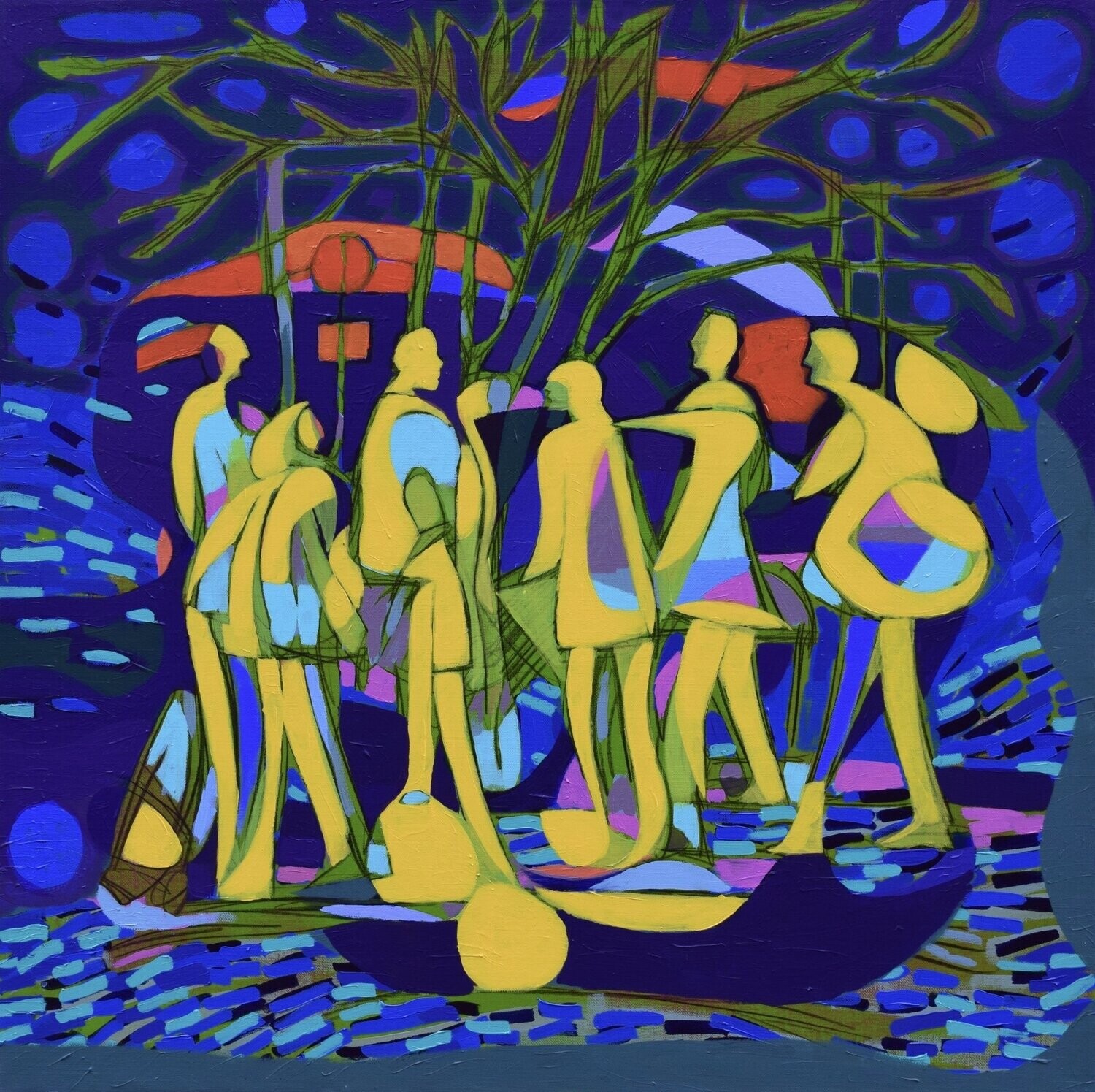City . Blau  ,  Acryilc  on the canvas. /  Figurative , Light as Form // Size : ca. 80 x 80 x 2 cm,
