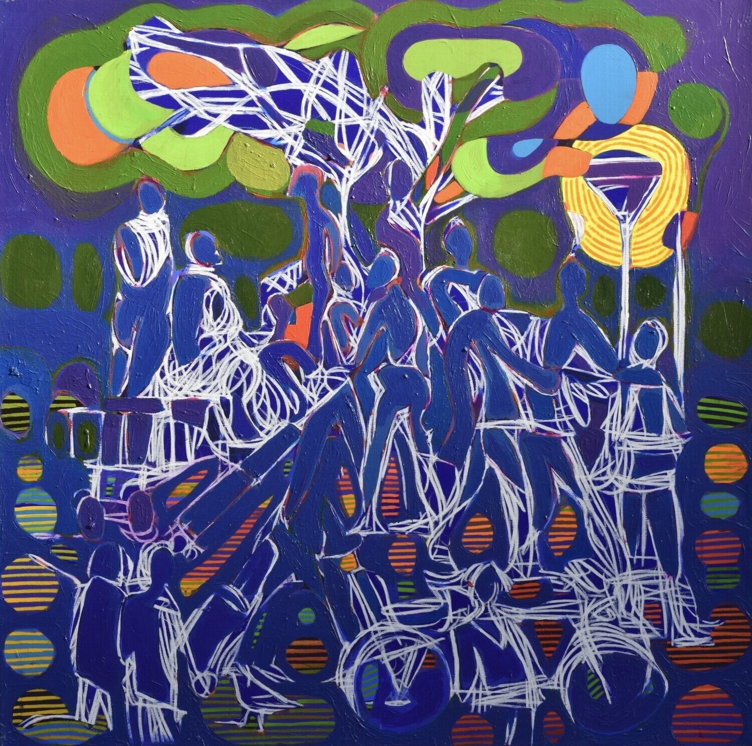 City,  Acryilc  on the canvas. /  Figurative , Light as Form // Size : ca. 80 x 80 x 2 cm,