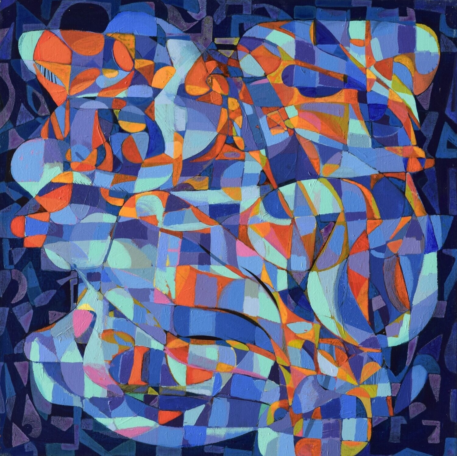 City.Blau  City,  Acryilc  on the canvas. /  Figurative , Light as Form  // Size: ca.. 80 x 80 x 2 cm