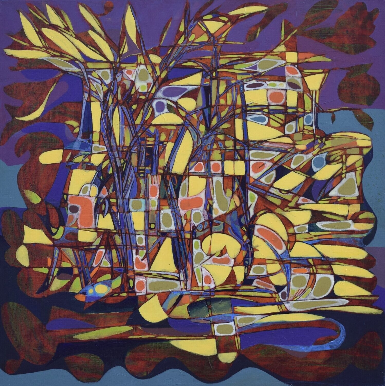 City,  Acryilc  on the canvas. /  Figurative , Light as Form // Size : ca. 80 x 80 x 2 cm