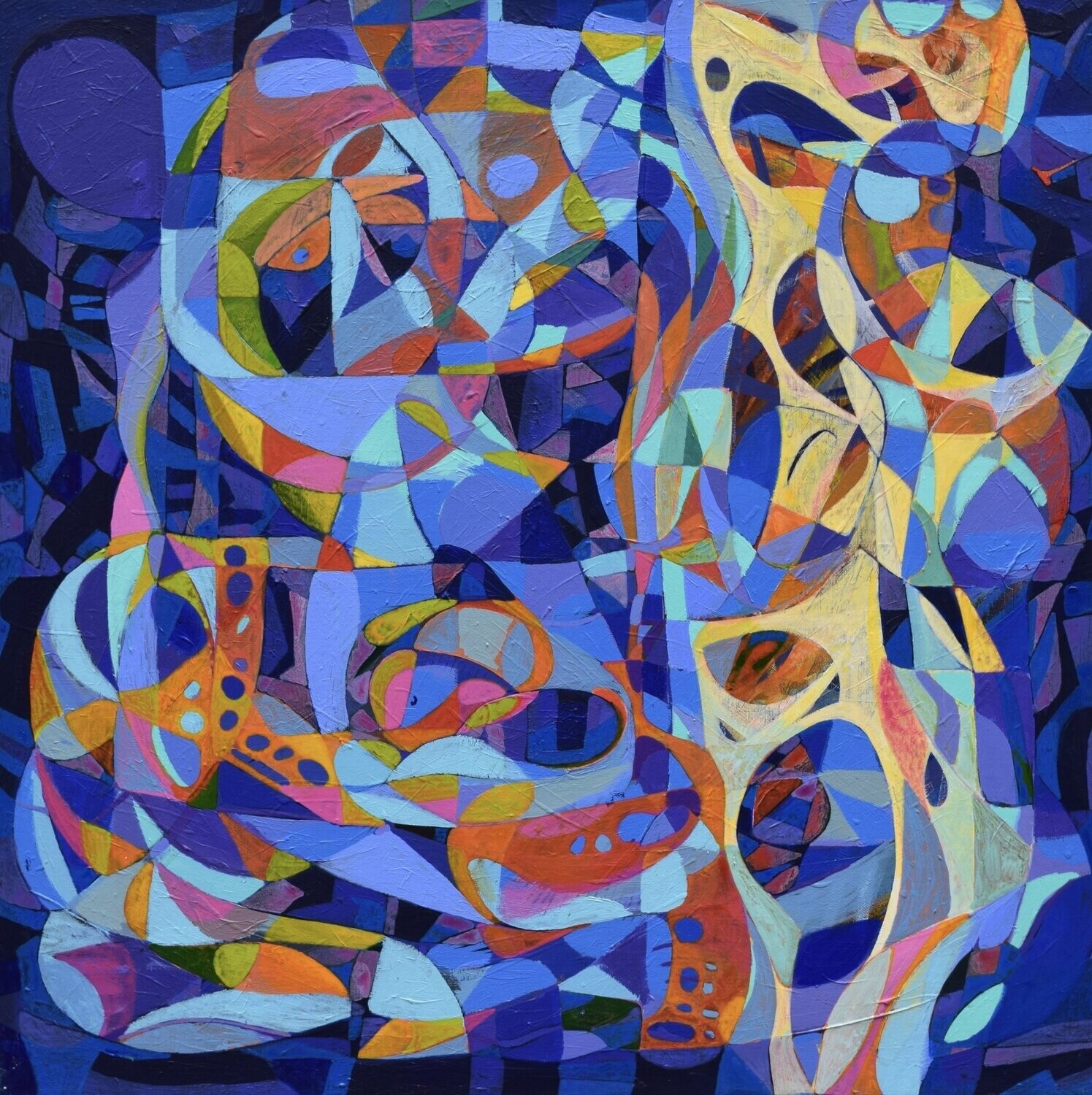 City,  Acryilc  on the canvas. /  Figurative , Light as Form // Size : ca. 80 x 80 x 2 cm,