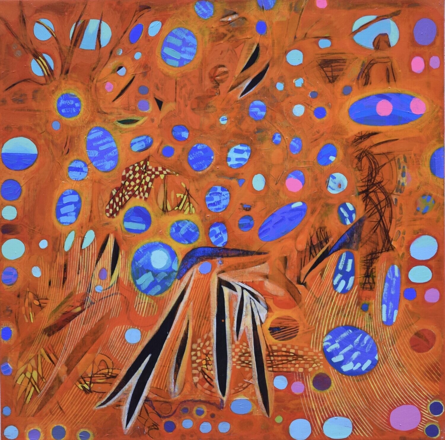 City.Orang ,  Acryilc  on the canvas. /  Figurative , Light as Form // Size : ca. 80 x 80 x 2 cm,