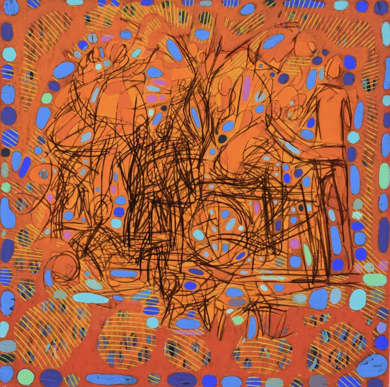 City,  Acryilc  on the canvas. /  Figurative , Light as Form // Size : ca. 80 x 80 x 2 cm,