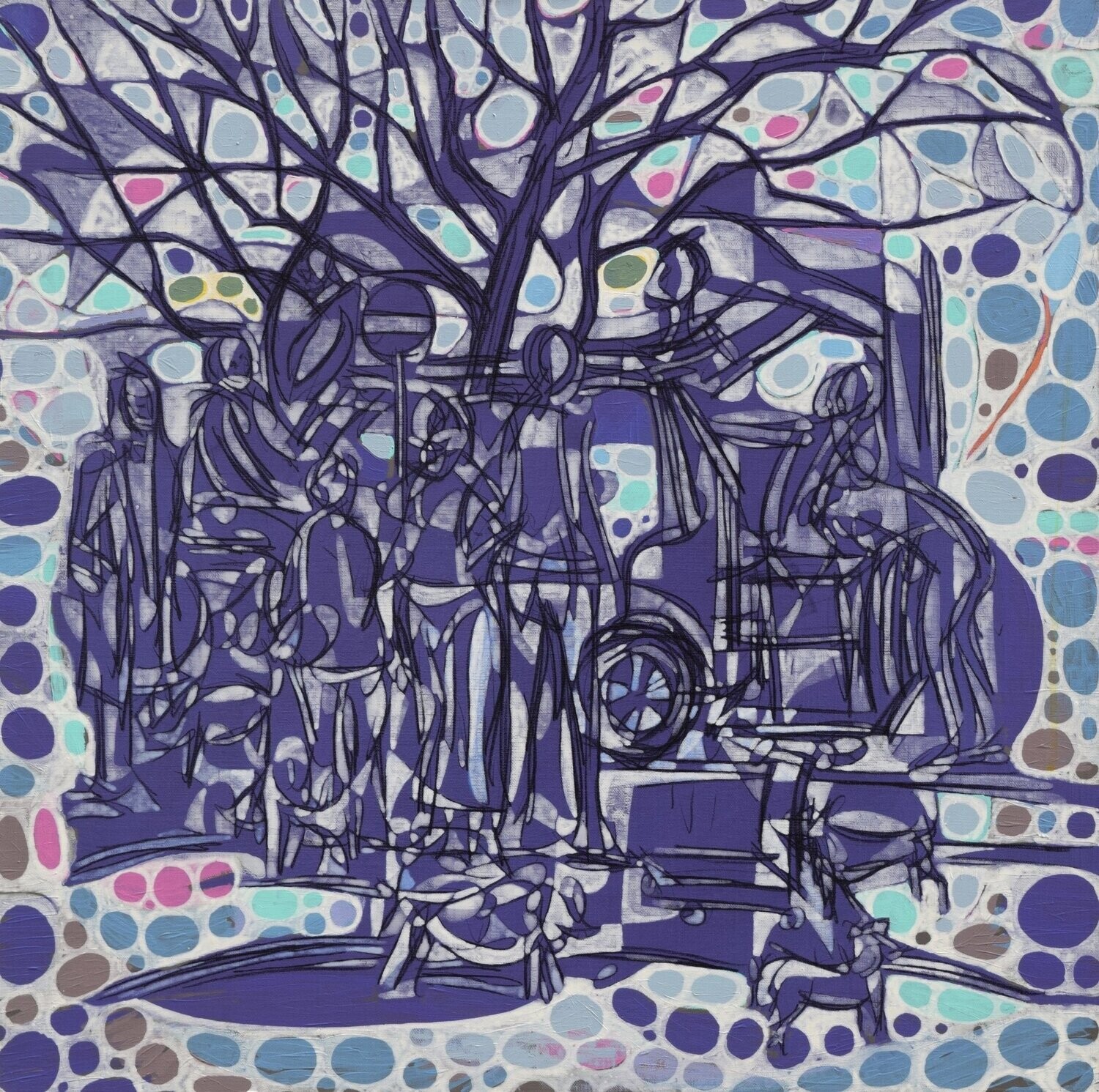 City,  Acryilc  on the canvas. /  Figurative , Light as Form // Size : ca. 80 x 80 x 2 cm,