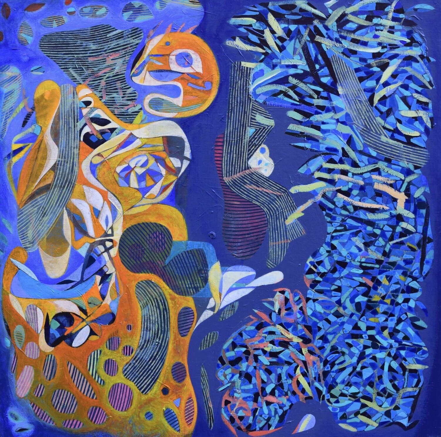 City,  Acryilc  on the canvas. /  Figurative , Light as Form // Size : ca. 80 x 80 x 2 cm,