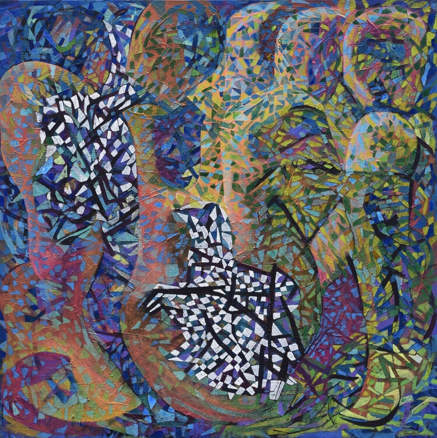 City,  Acryilc  on the canvas. /  Figurative , Light as Form // Size : ca. 80 x 80 x 2 cm,