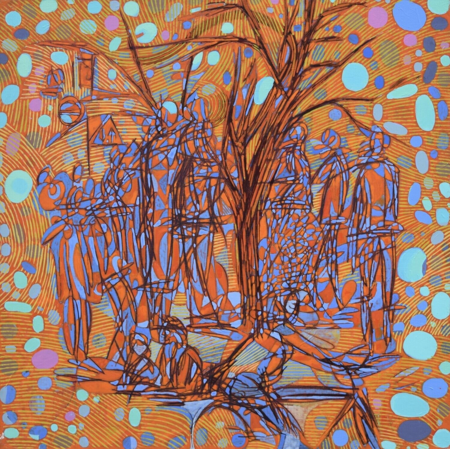 City Orang ,  Acryilc  on the canvas. /  Figurative , Light as Form // Size : ca. 80 x 80 x 2 cm,
