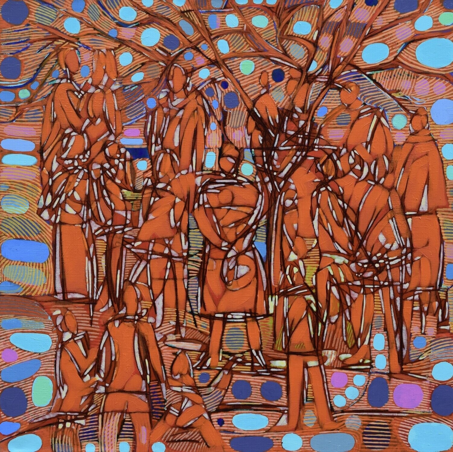 Orang  City,  Acryilc  on the canvas. /  Figurative , Light as Form // Size : ca. 80 x 80 x 2 cm,