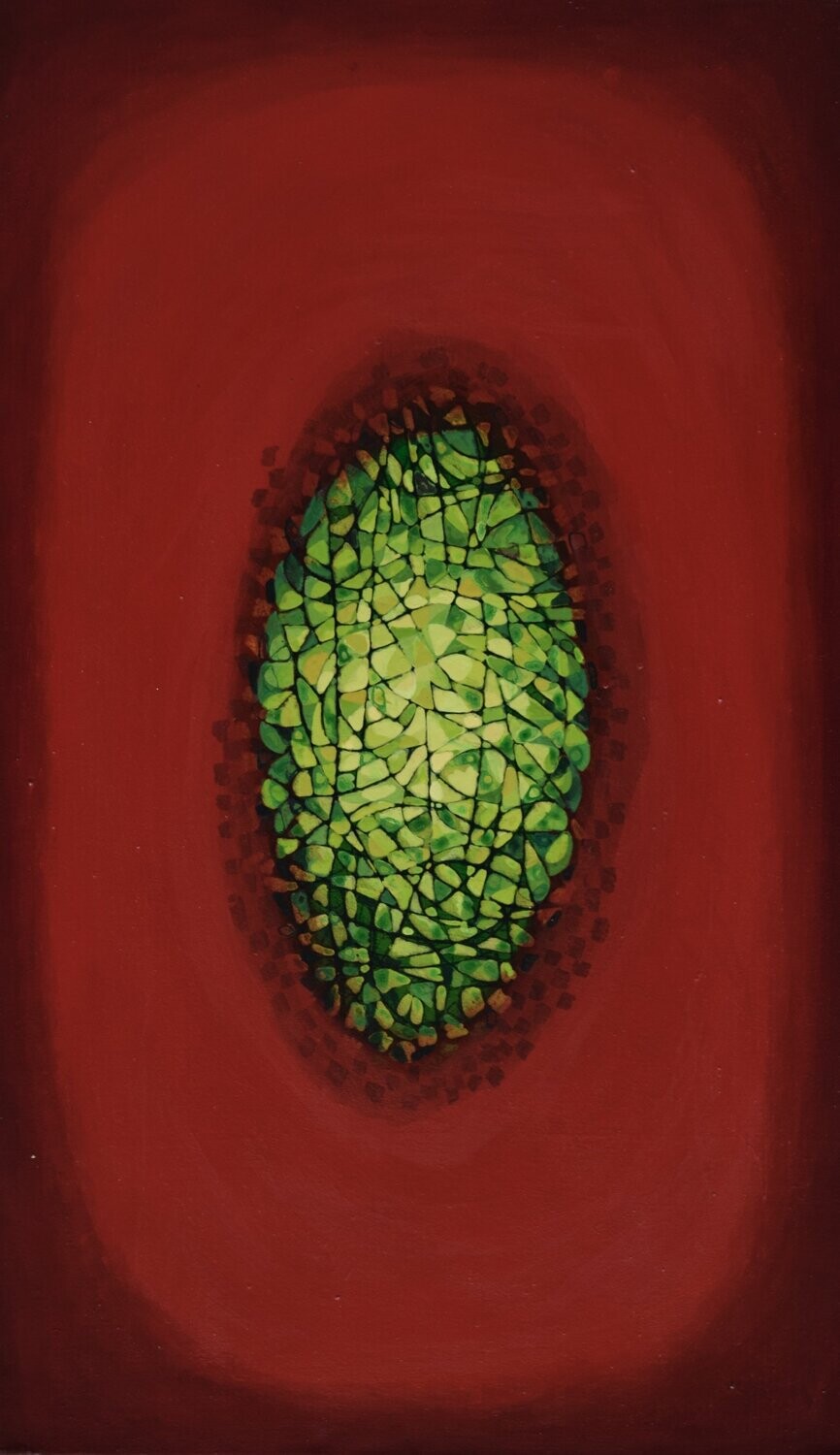 Red world,  Oriental miniature,  Acryilc  on the canvas // Size : ca. 50 x 90 x 2 cm,
